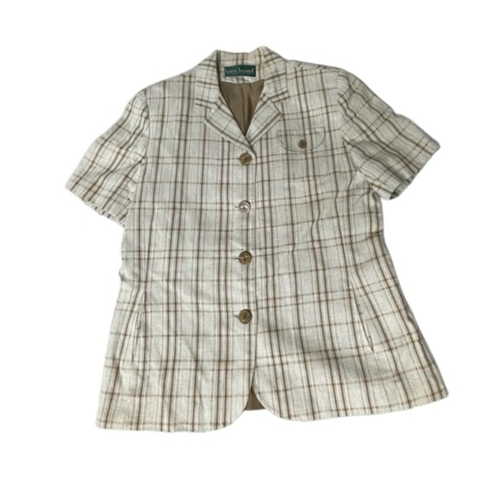 Vintage Harve Benard short sleeve four-button plaid jacket womens size Medium